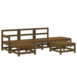 Salon de jardin 6 pcs Marron miel Bois de pin massif