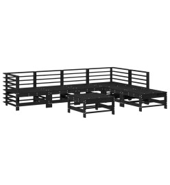 Salon de jardin 7 pcs Noir Bois de pin massif