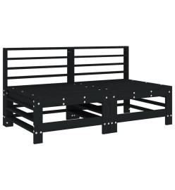 Salon de jardin 6 pcs Noir Bois de pin massif