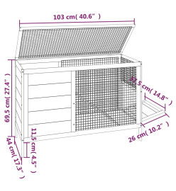 Clapier rouge 103x44x69,5 cm bois de pin massif