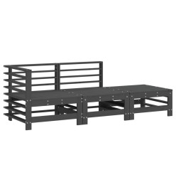 Salon de jardin 3 pcs gris bois massif de pin