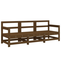 Salon de jardin 3 pcs marron miel bois de pin massif