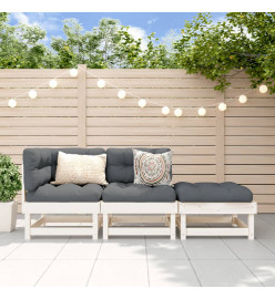 Salon de jardin 3 pcs blanc bois massif de pin