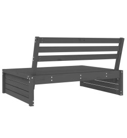 Canapé central de jardin gris 120x80 cm bois de pin massif