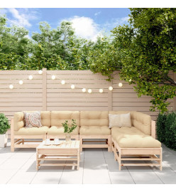 Salon de jardin 7 pcs Bois de pin massif