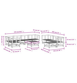 Salon de jardin 10 pcs bois massif douglas