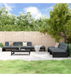 Salon de jardin 6 pcs Noir Bois de pin massif