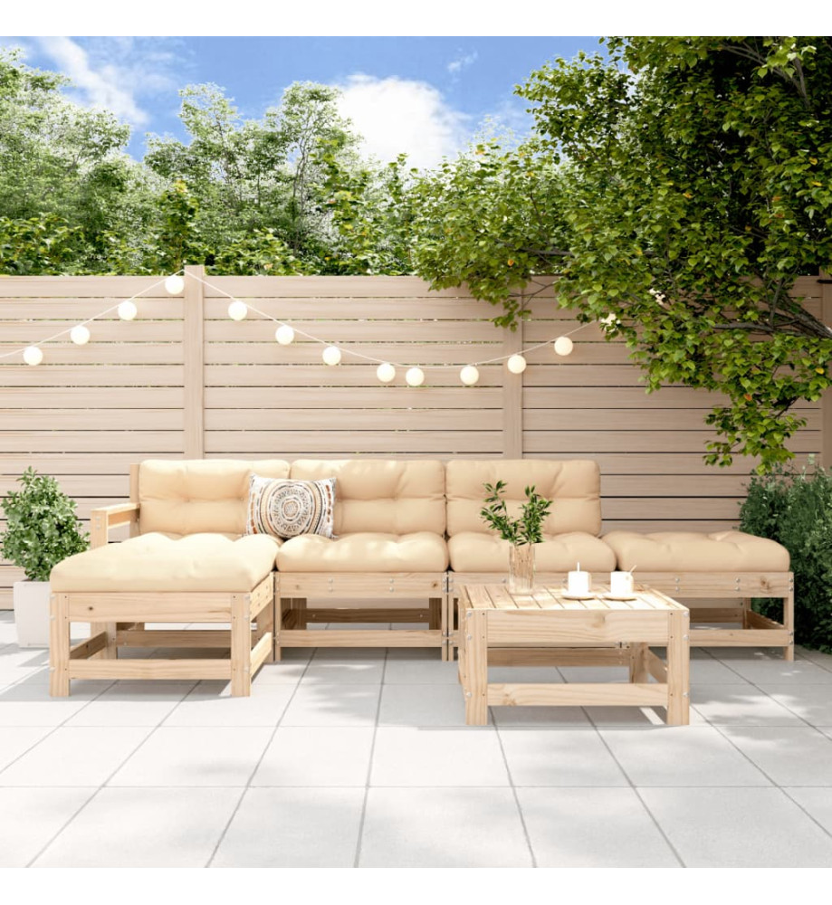 Salon de jardin 6 pcs Bois de pin massif Salon de jardin 6 pcs Bois de pin massif