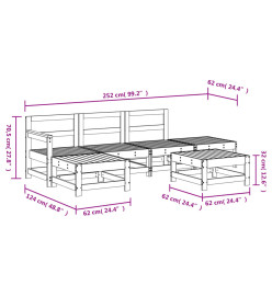 Salon de jardin 6 pcs Bois de pin massif