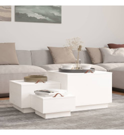 Boîtes de rangement et couvercles 3pcs Blanc Bois massif de pin