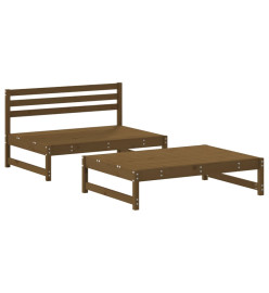 Salon de jardin 2 pcs marron miel bois de pin massif