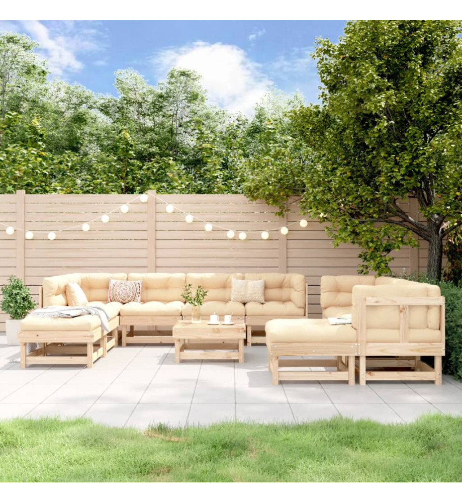 Salon de jardin 11 pcs Bois de pin massif Salon de jardin 11 pcs Bois de pin massif
