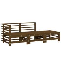 Salon de jardin 3 pcs marron miel bois de pin massif