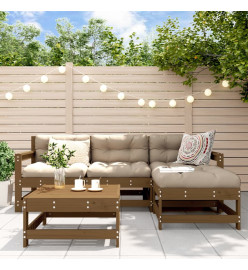 Salon de jardin 5 pcs marron miel bois de pin massif