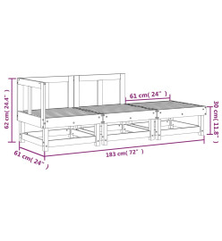 Salon de jardin 3 pcs bois massif de pin