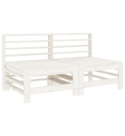 Salon de jardin 7 pcs Blanc Bois de pin massif