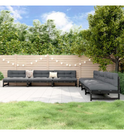 Salon de jardin 6 pcs Noir Bois de pin massif