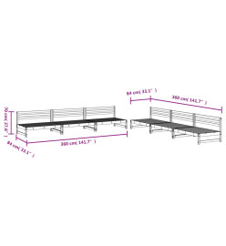 Salon de jardin 6 pcs Noir Bois de pin massif