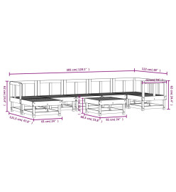 Salon de jardin 8 pcs Blanc Bois de pin massif