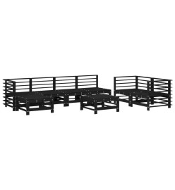 Salon de jardin 8 pcs Noir Bois de pin massif