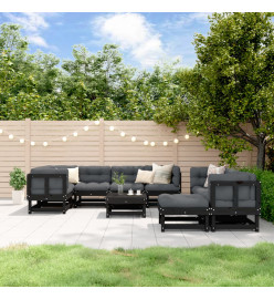 Salon de jardin 10 pcs Noir Bois de pin massif