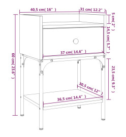 Table de chevet chêne sonoma 40,5x31x60 cm bois d'ingénierie