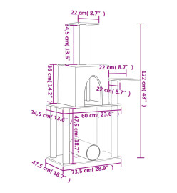 Arbre à chat avec griffoirs en sisal crème 122 cm