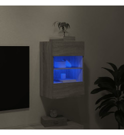 Meuble TV mural avec lumières LED sonoma gris 40x30x60,5 cm