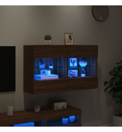 Meuble TV mural avec lumières LED chêne marron 98,5x30x60,5 cm