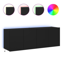 Meubles TV muraux avec lumières LED 2 pcs noir 60x35x41 cm