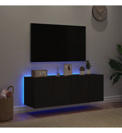 Meubles TV muraux avec lumières LED 2 pcs noir 60x35x41 cm