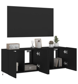 Meubles TV muraux avec lumières LED 2 pcs noir 60x35x41 cm