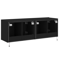 Meubles TV muraux avec lumières LED 2 pcs noir 60x35x41 cm