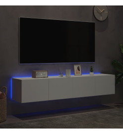 Meubles TV muraux avec lumières LED 2 pcs blanc 80x35x31 cm