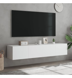 Meubles TV muraux avec lumières LED 2 pcs blanc 80x35x31 cm