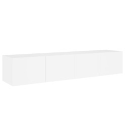 Meubles TV muraux avec lumières LED 2 pcs blanc 80x35x31 cm