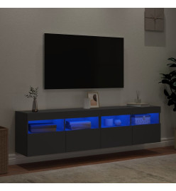 Meubles TV muraux avec lumières LED 2 pcs noir 80x30x40 cm