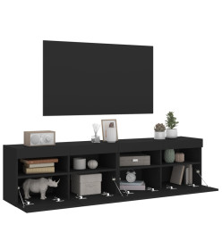 Meubles TV muraux avec lumières LED 2 pcs noir 80x30x40 cm