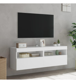 Meubles TV muraux avec lumières LED 2 pcs blanc 60x30x40 cm