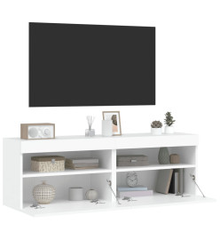 Meubles TV muraux avec lumières LED 2 pcs blanc 60x30x40 cm