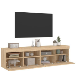 Meubles TV muraux lumières LED 2 pcs chêne sonoma 80x30x40 cm