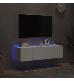 Meubles TV muraux avec lumières LED 2 pcs blanc 60x35x31 cm