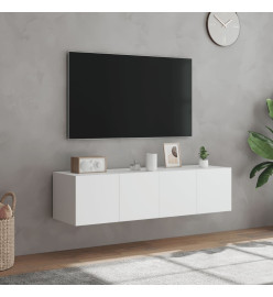 Meubles TV muraux avec lumières LED 2 pcs blanc 60x35x31 cm