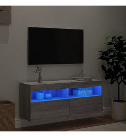 Meuble TV mural avec lumières LED sonoma gris 100x30x40 cm