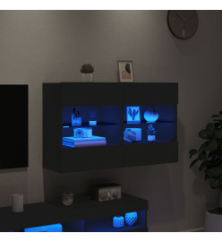 Meuble TV mural avec lumières LED noir 98,5x30x60,5 cm