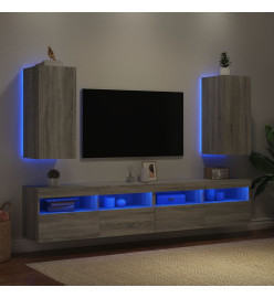 Meubles TV muraux et lumières LED 2pcs sonoma gris 30,5x35x70cm