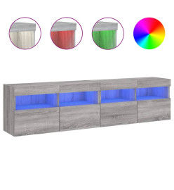 Meubles TV muraux et lumières LED 2pcs sonoma gris 80x30x40 cm