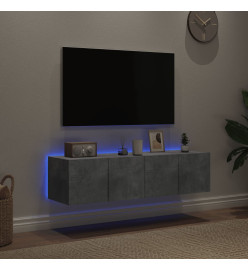 Meubles TV muraux et lumières LED 2pcs gris béton 60x35x31 cm