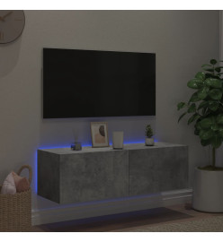 Meuble TV mural avec lumières LED gris béton 100x35x31 cm