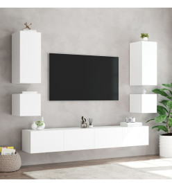 Meuble TV mural avec lumières LED blanc 100x35x41 cm